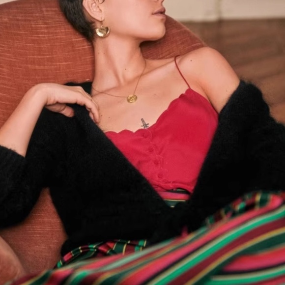 Sezane French Athena Silk Top Cami - Fuchsia Pink - Picture 1 of 8